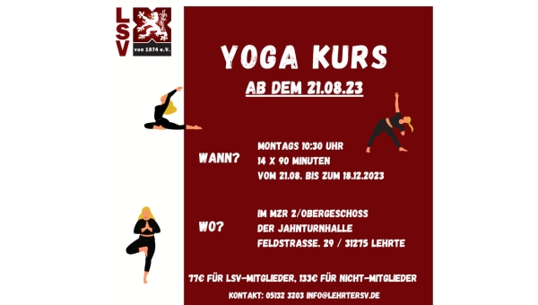 Neuer Yoga-Kurs ab dem 21.08.23