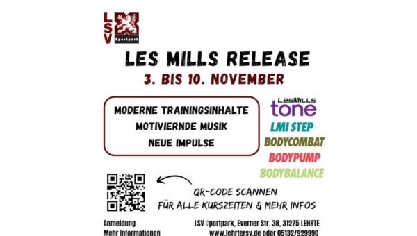 Sportpark: Les Mills Relase 03.-10.11.