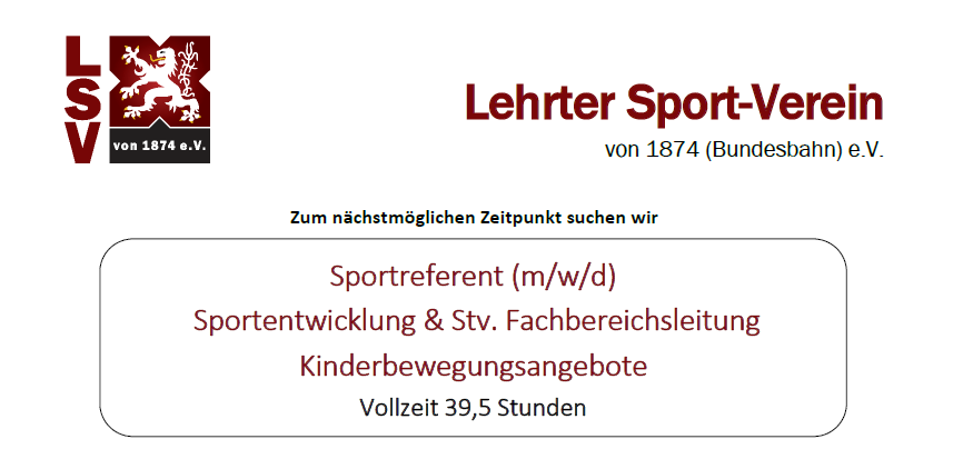 Stellenangebot Sportreferent (m/w/d)