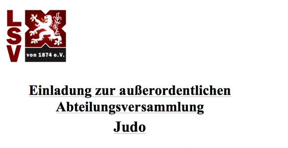 Einladung zur außerordentlichen Abteilungsversammlung Judo